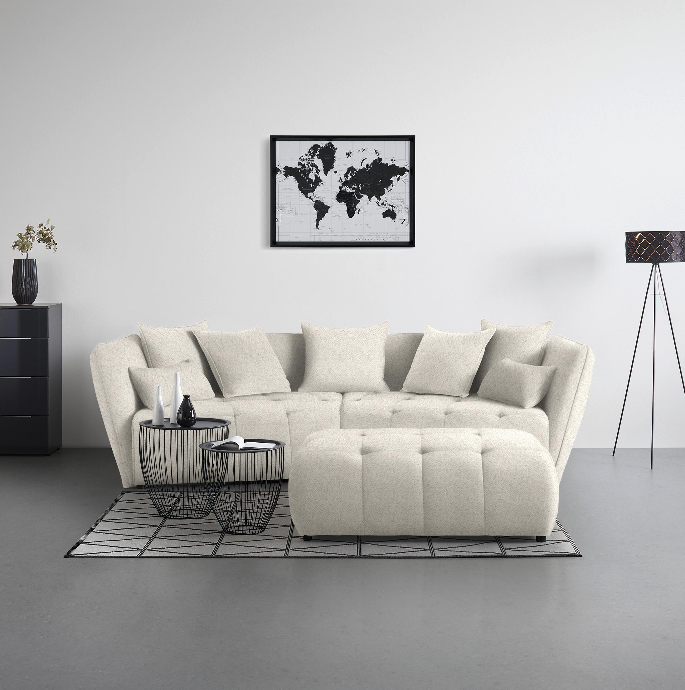 Taburet SOFI - bej, Modern, textil (128/48/70cm) - Premium Living