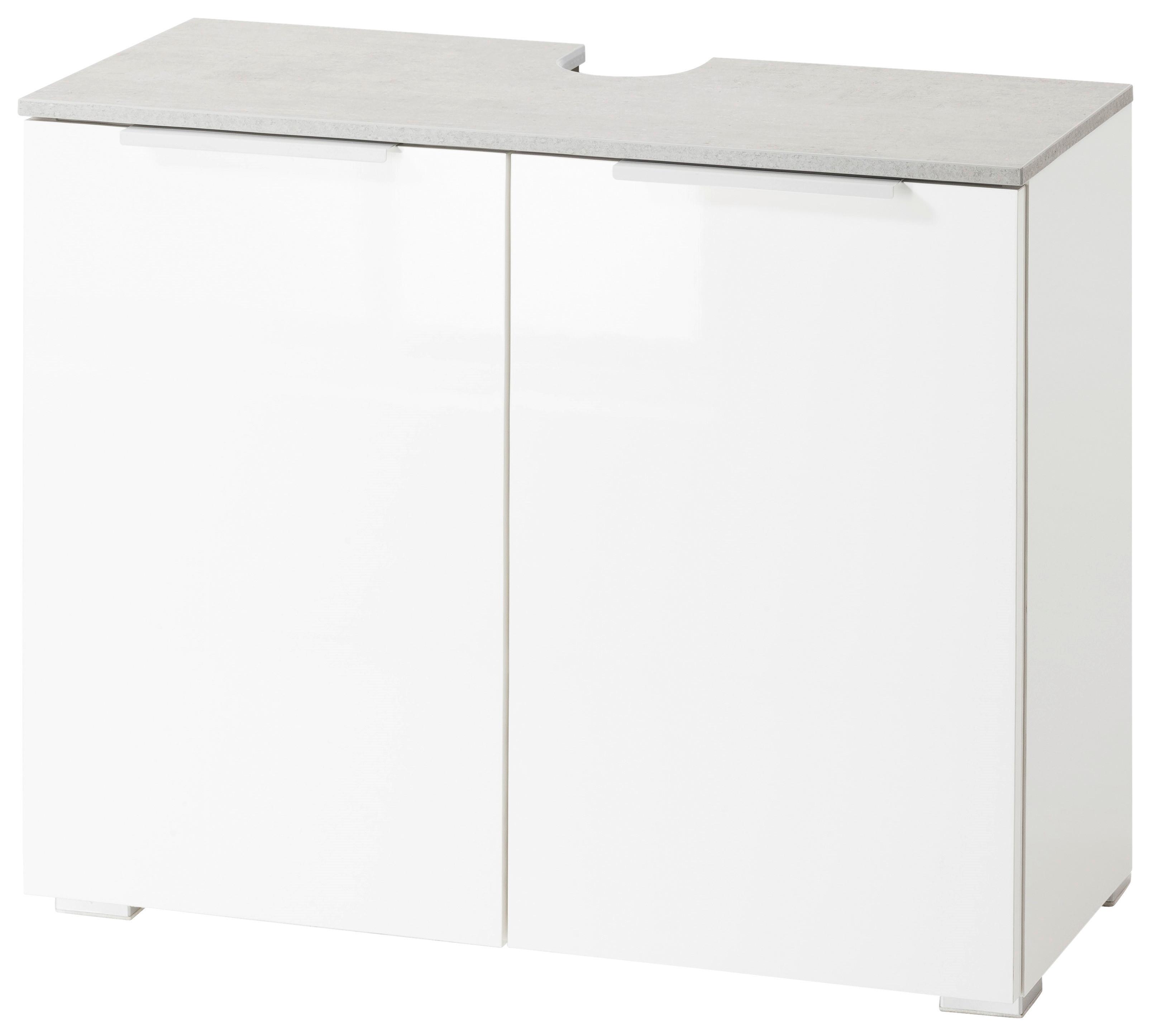 Waschbeckenunterschrank in Weiss - Weiss Hochglanz/Weiss, Modern, Holz/Metall (70/58/35cm) - Mömax