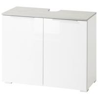 Waschbeckenunterschrank in Weiss - Weiss Hochglanz/Weiss, Modern, Holz/Metall (70/58/35cm) - Mömax