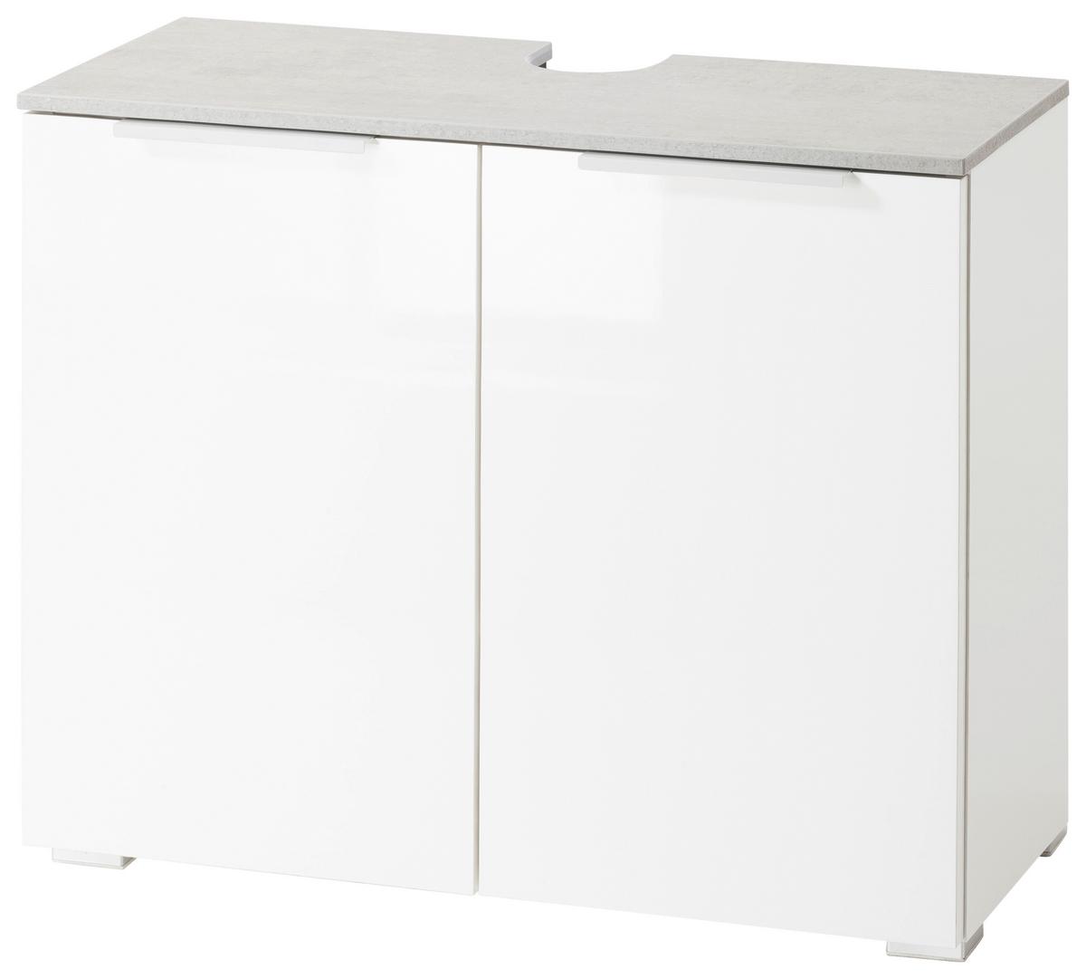 Waschbeckenunterschrank in Weiss - Weiss Hochglanz/Weiss, Modern, Holz/Metall (70/58/35cm) - Mömax