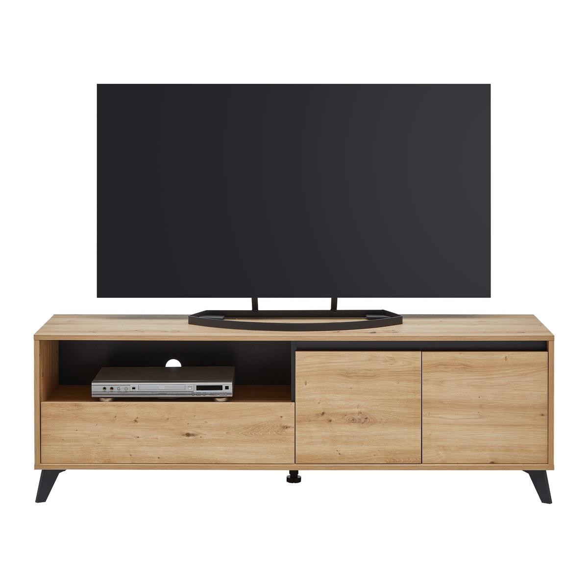 Lowboard Stirling Schwarz/Eiche Artisan - Schwarz/Eiche Artisan, MODERN, Holzwerkstoff (157/53/40cm) - Mömax