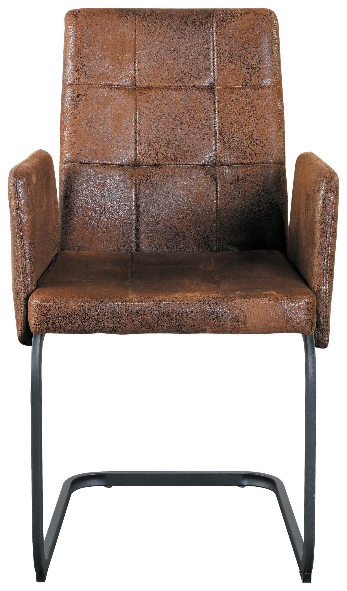 KRZESŁO Z PODŁOKIETNIKAMI BORDAL - czarny/brązowy, Modern, metal/tkanina (52/91/59,5cm) - MID.YOU