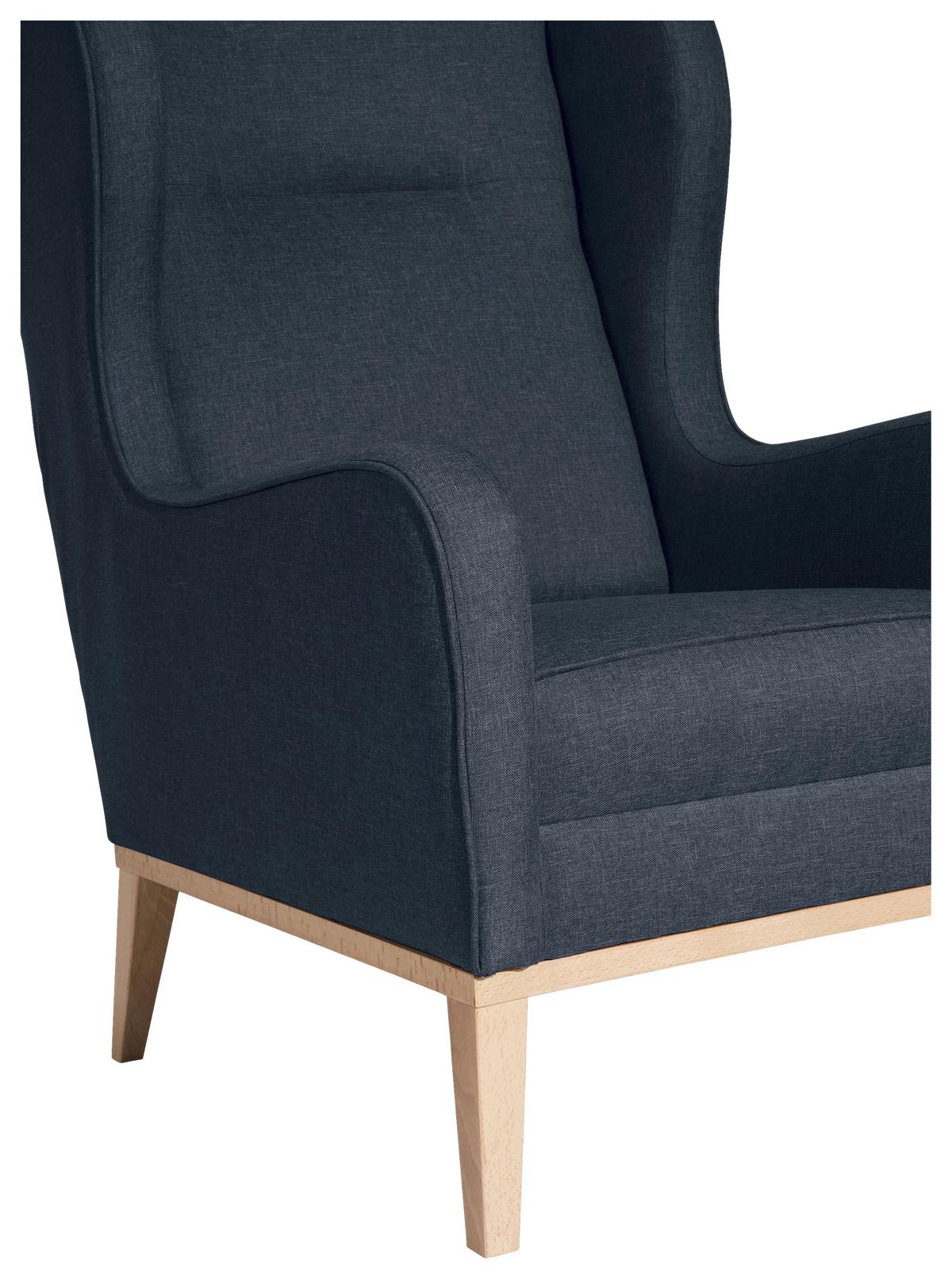 OHRENSESSEL ANGELO - Dunkelblau/Naturfarben, KONVENTIONELL, Holz/Textil (66/104/78cm) - Max Winzer