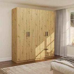 Drehtürenschrank Milos Eiche Artisan - Schwarz/Eiche Artisan, MODERN, Holzwerkstoff/Kunststoff (180/210/52cm) - Mömax