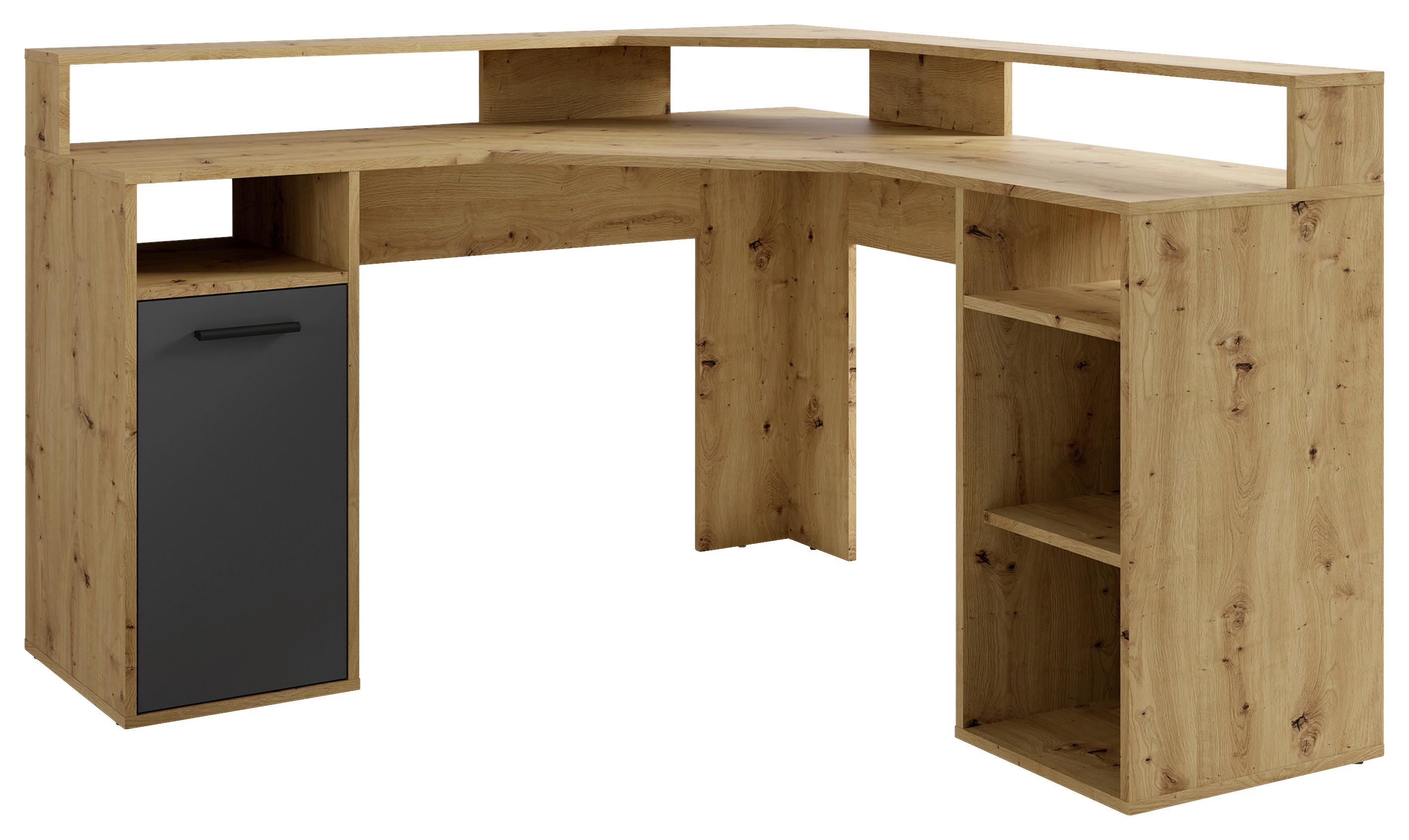 SCHREIBTISCH FOX - Anthrazit/Eiche Artisan, MODERN, Holzwerkstoff/Kunststoff (139/139/90,8cm) - MID.YOU