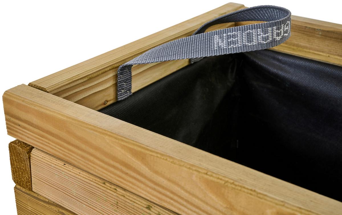 Blumenkasten Kieferfarben/Schwarz - Schwarz/Kieferfarben, Basics, Holz/Textil (90/40/33cm) - Siena Garden