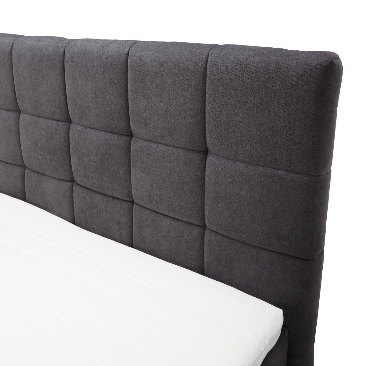 Boxspringbett Jerry ca. 180x200 cm Grau mit Topper - Dunkelgrau/Erlefarben, MODERN, Holz/Holzwerkstoff (180/200cm) - Bessagi Home