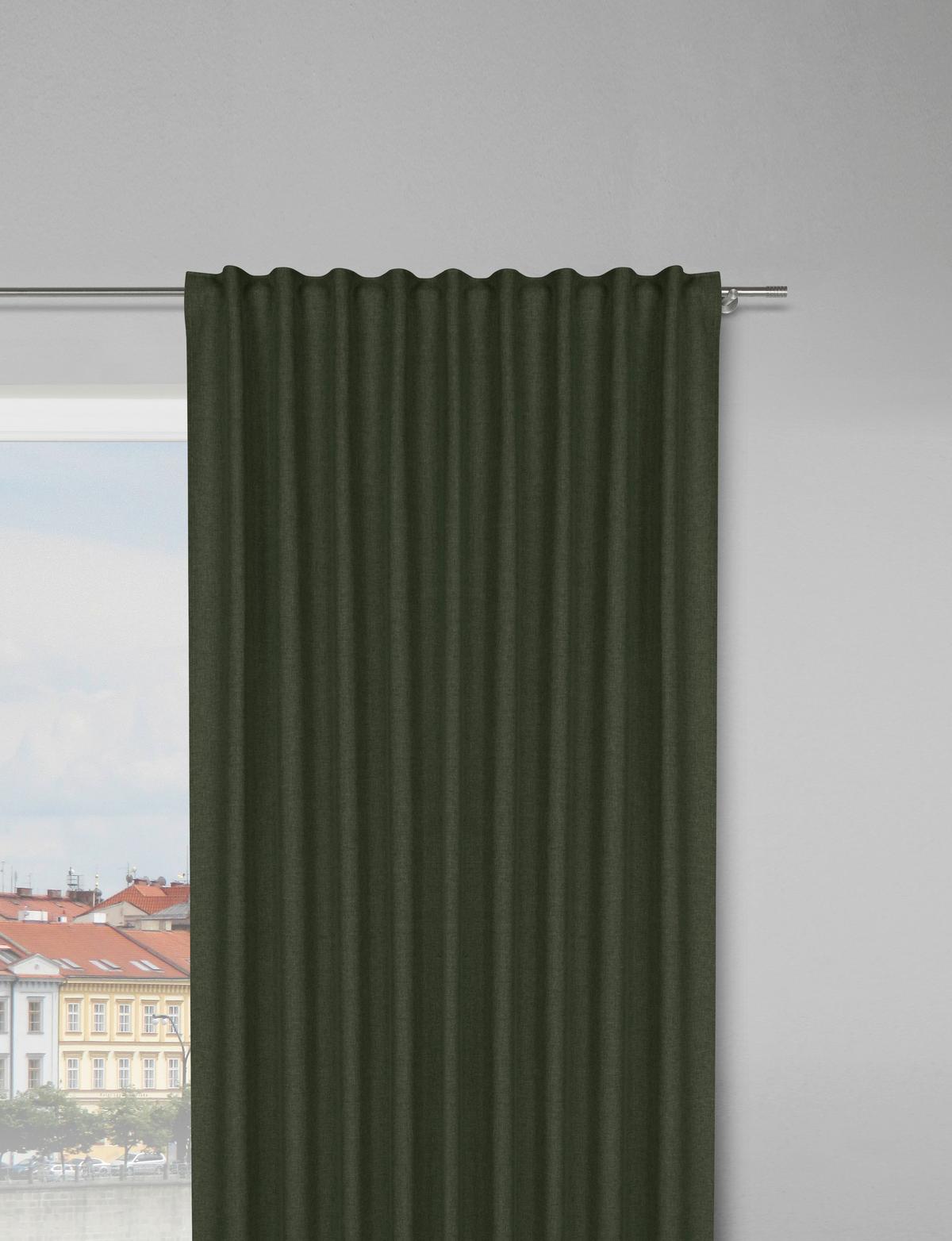 Fertigvorhang Ulrich in Dunkelgrün ca. 135x145cm - Dunkelgrün, Textil (135/145cm) - Modern Living