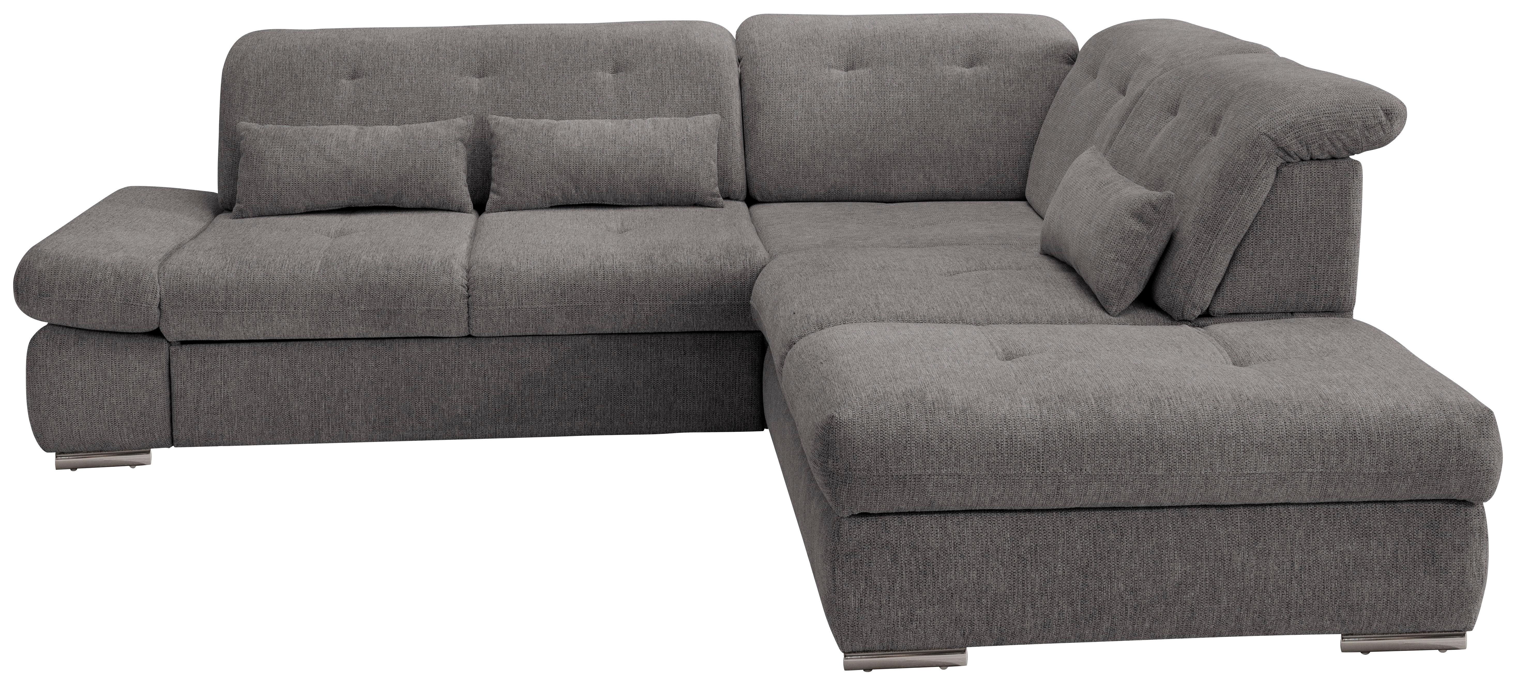Wohnlandschaft Dalida Braun/Grau Chenille - Chromfarben/Braun, Design, Textil/Metall (280/254cm) - Livetastic