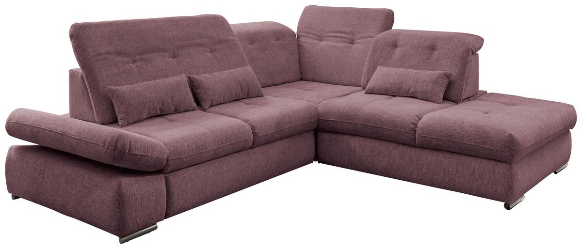 Wohnlandschaft Dalida Brombeere Chenille - Chromfarben/Brombeere, Design, Textil/Metall (280/254cm) - Livetastic