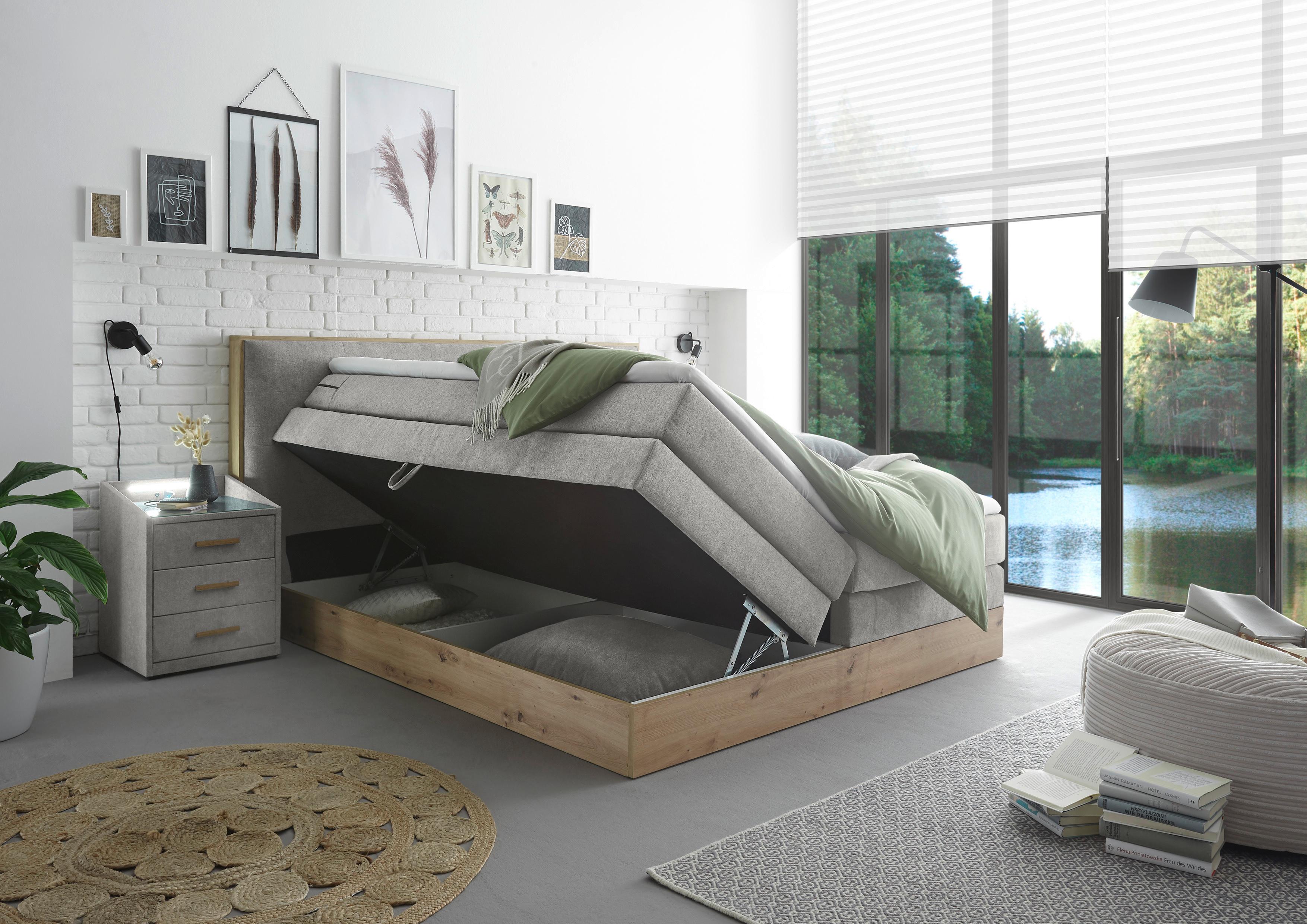 Boxspringbett Preston ca. 180x200 Hellgrau - Hellgrau, MODERN, Holz/Holzwerkstoff (180/200cm) - Livetastic