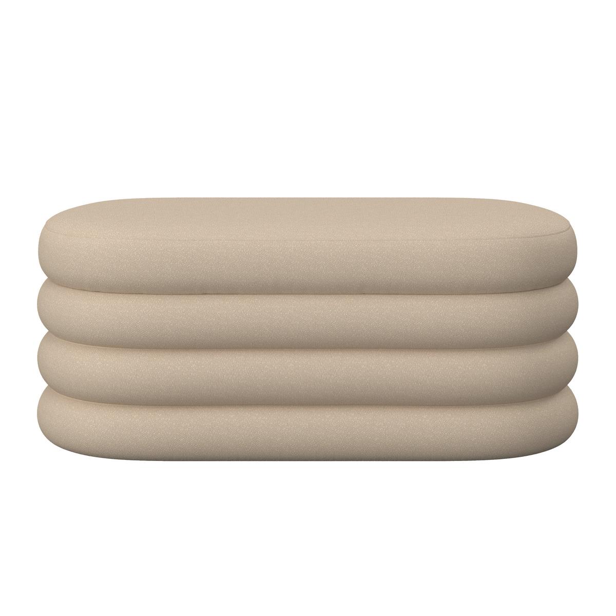 Hockerbank Lorena Braun Boucle Gepolstert mit Stauraum - Braun, MODERN, Holz/Textil (110/47/45cm) - Bessagi Home