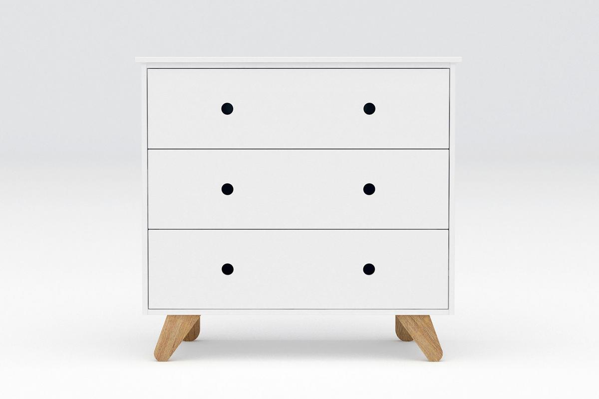 Kommode Weiß - Weiß/Naturfarben, Design, Holz/Holzwerkstoff (95/90/50cm) - Livetastic