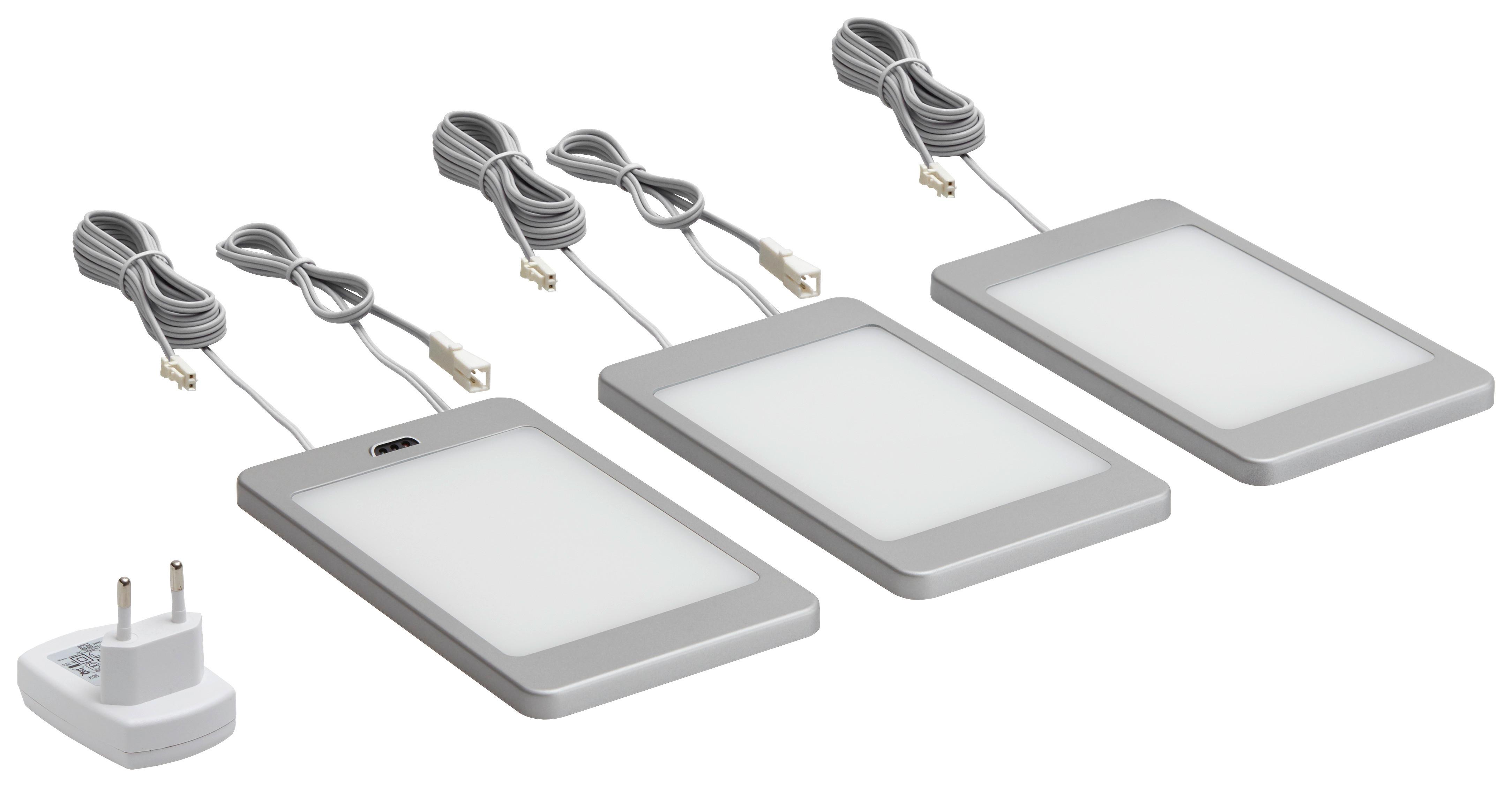 Unterbauleuchten-Set 310923 edelstahloptik - Edelstahlfarben, MODERN, Metall (19,2/11,2/1,5cm) - Mömax