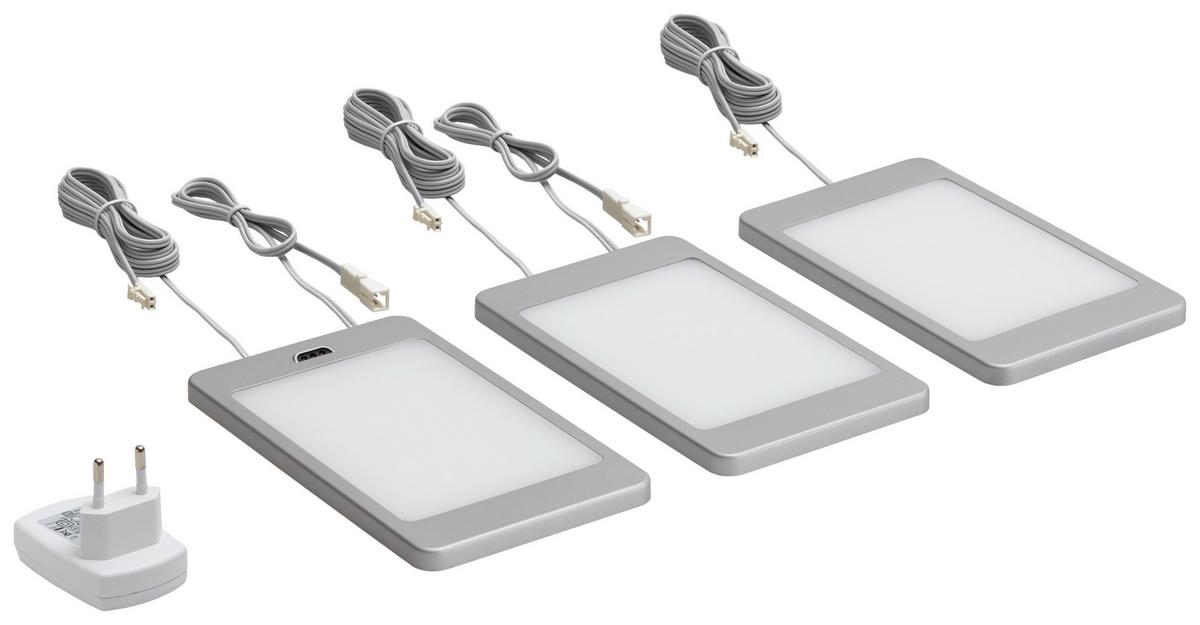 Unterbauleuchten-Set 310923 edelstahloptik - Edelstahlfarben, MODERN, Metall (19,2/11,2/1,5cm) - Mömax