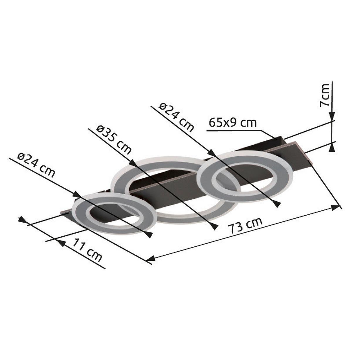 Led Mennyezeti Lámpa 48034-50 Jayden - opál/antracit, Design, műanyag/fém (73/35/7cm) - Globo