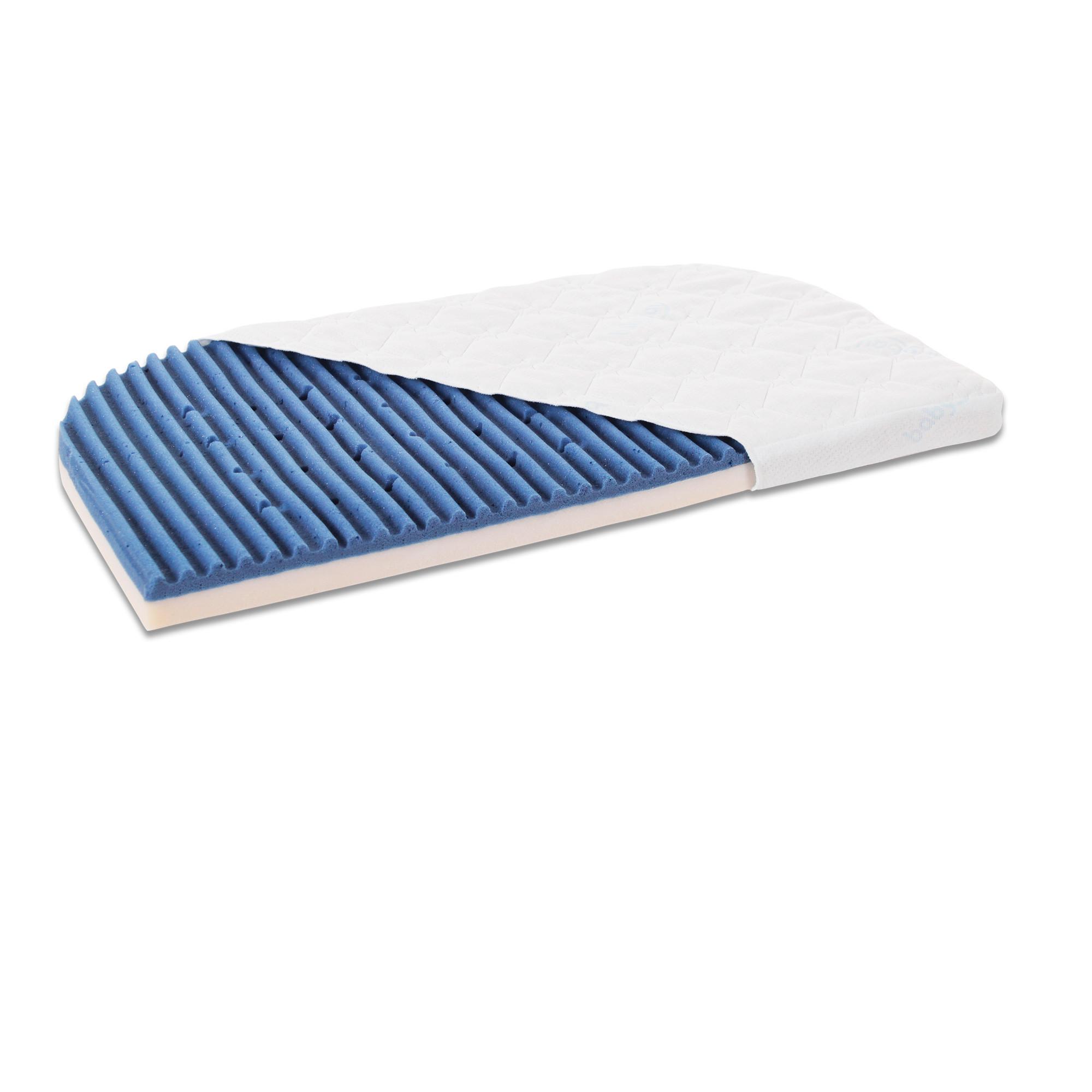 MATERAC DO ŁÓŻKA DOSTAWNEGO MEDITEX ANGEL WAVE BLAU - biały, Basics, tkanina (89/49,50cm) - Babybay