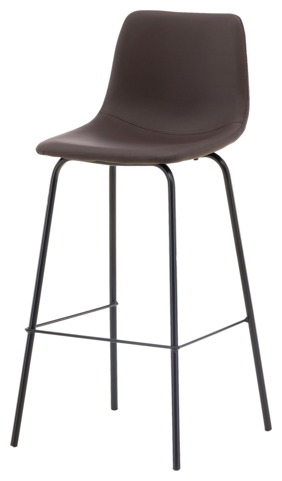 Barhocker-2er Set Alexi ca. 47x103x48 cm Dunkelbraun - Dunkelbraun/Schwarz, Design, Textil/Metall (47/103/48cm) - Livetastic