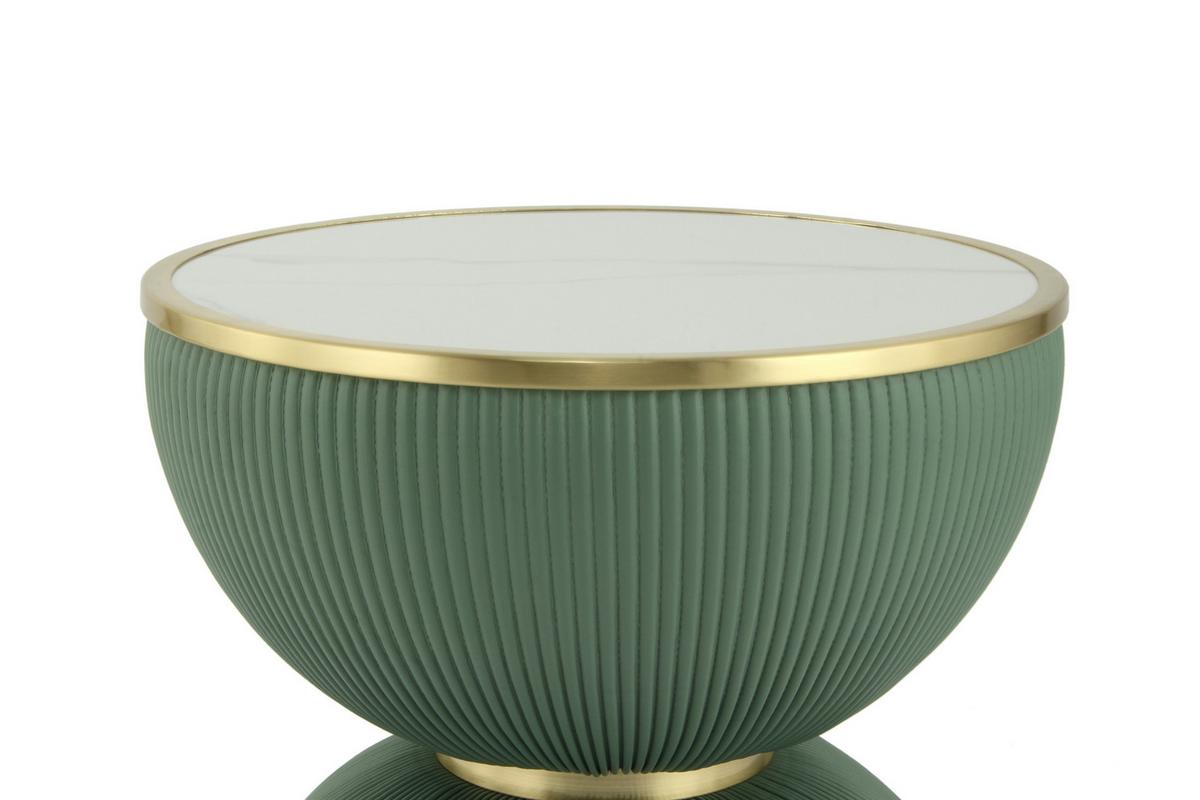 BEISTELLTISCH JOKAI 225 MINT - Goldfarben/Mintgrün, Design, Textil/Stein (47/51cm) - Kayoom