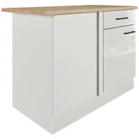 Eckunterschrank in Lichtgrau glänzend - Schwarz/Grau, MODERN, Holzwerkstoff/Metall (110/86/60cm) - FlexWell