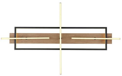 LED-Deckenleuchte Beatrix Messingfarben max. 48 Watt - Dunkelbraun/Messingfarben, Design, Holzwerkstoff/Kunststoff (100/60,5/11,5cm) - Globo