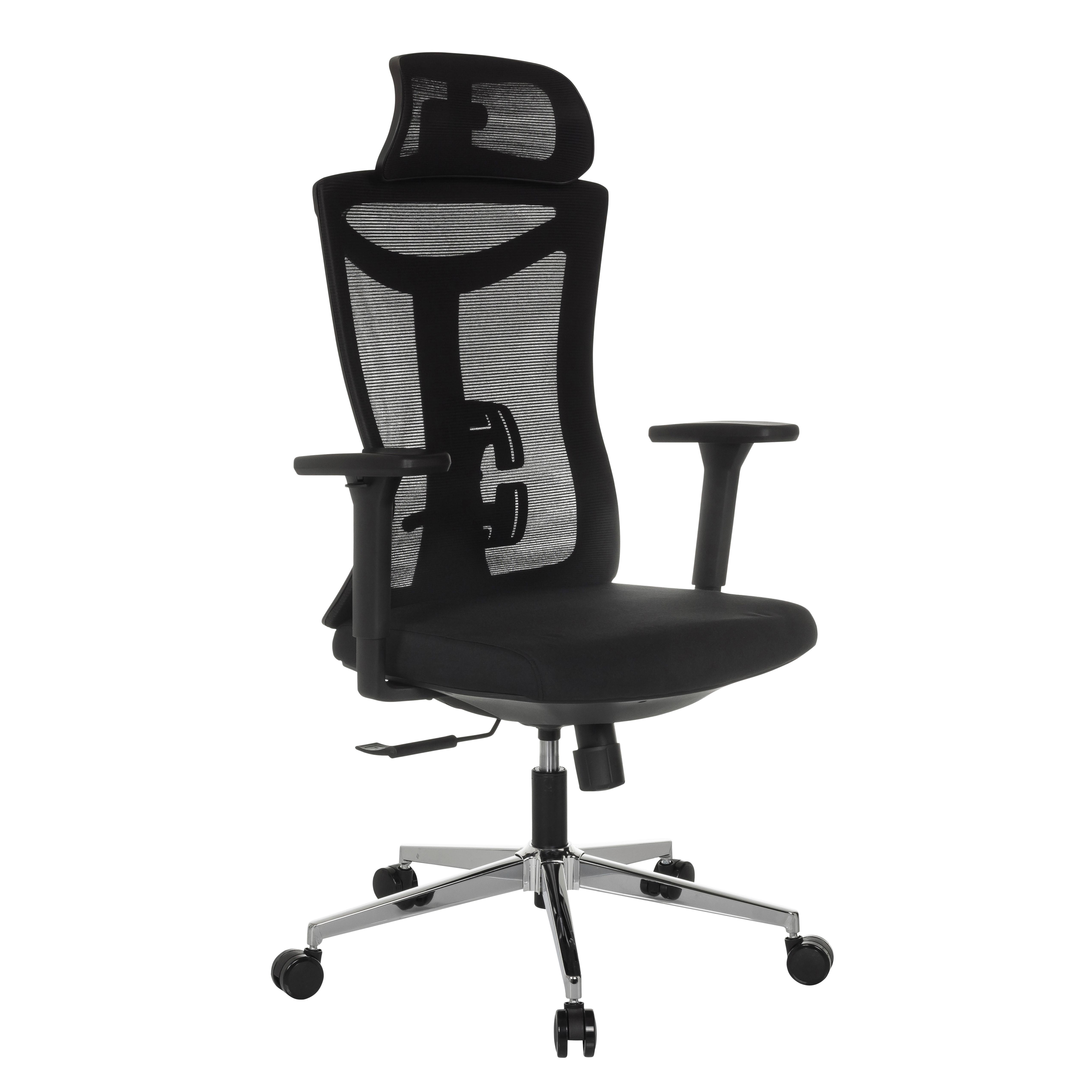 Pisarniški Stol Kamiak, Črna - srebrne barve/črna, Moderno, kovina/umetna masa (68/121 - 132/68cm) - MID.YOU