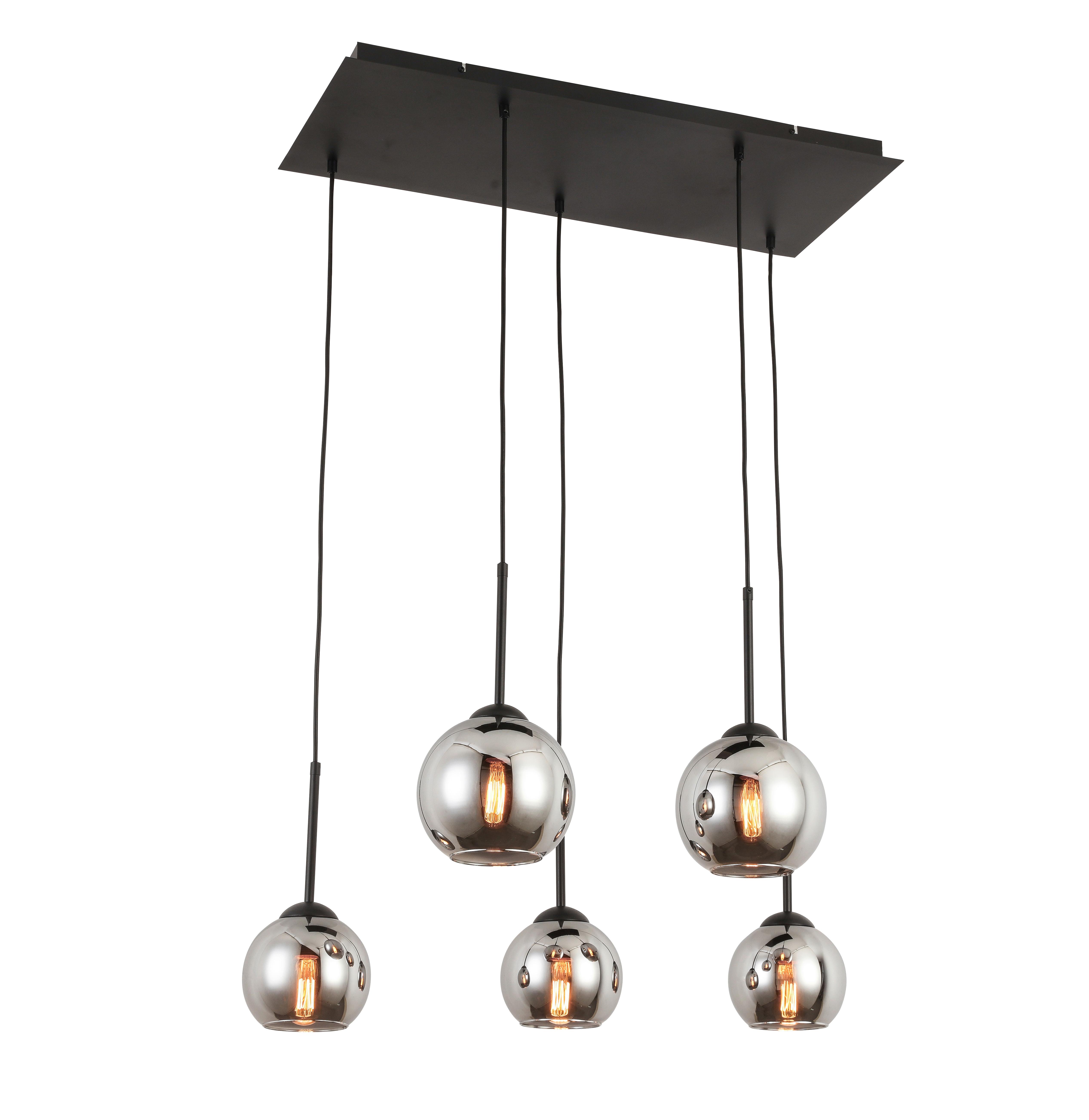 Hängeleuchte Lufoo in Schwarz/Chrom max. 40 Watt - Chromfarben/Schwarz, MODERN, Glas/Metall (75/25/120cm) - Premium Living
