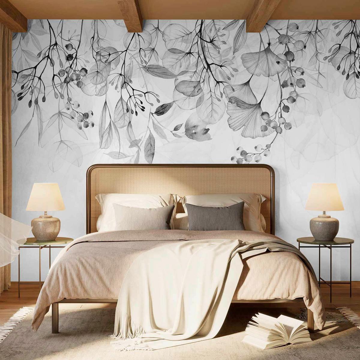 Fototapete Foggy Nature Grau/Weiß - Weiß/Grau, LIFESTYLE, Textil (400/280cm) - artgeist