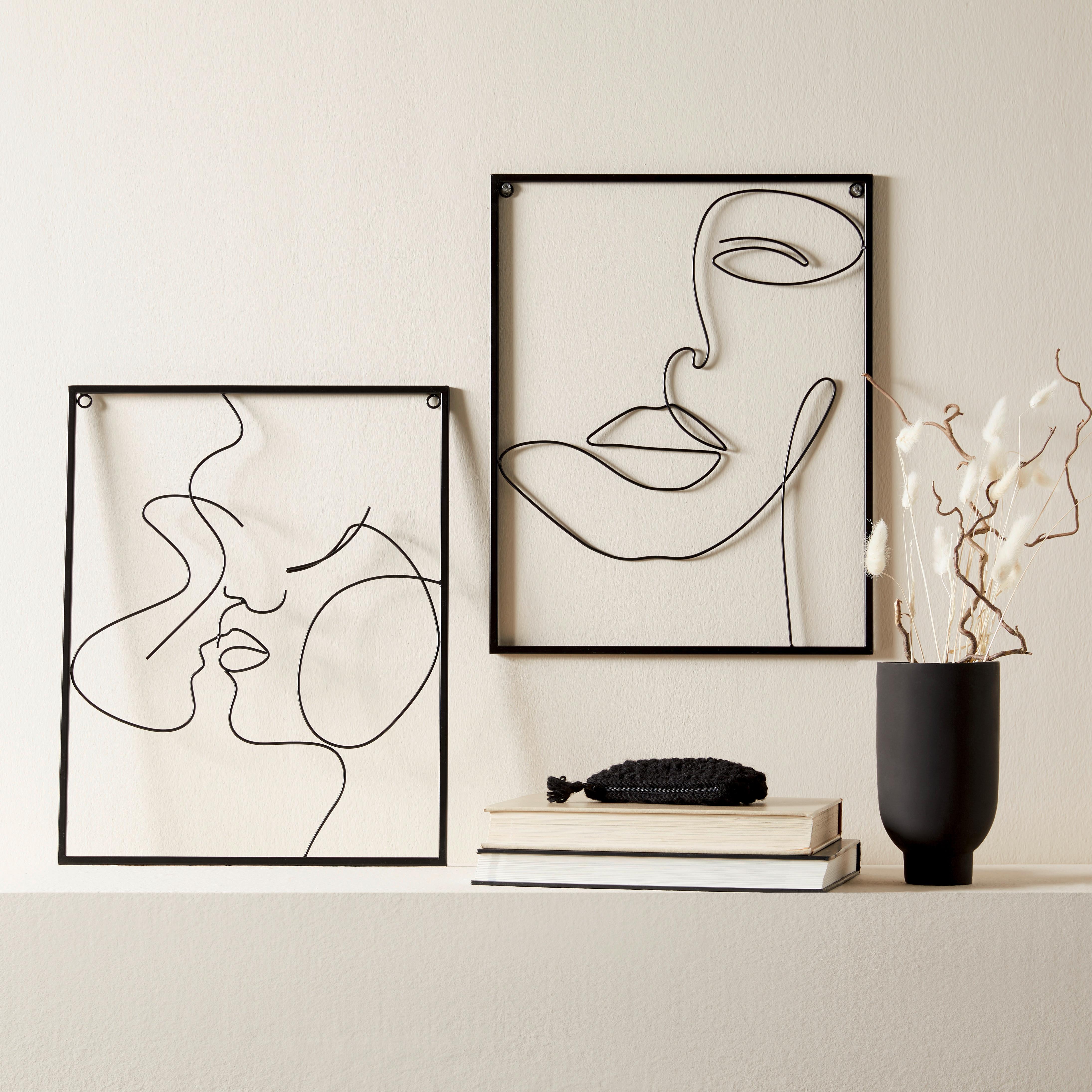Fali Dekoráció Lady - fekete, Modern, fém (36/45/0,8cm) - Modern Living