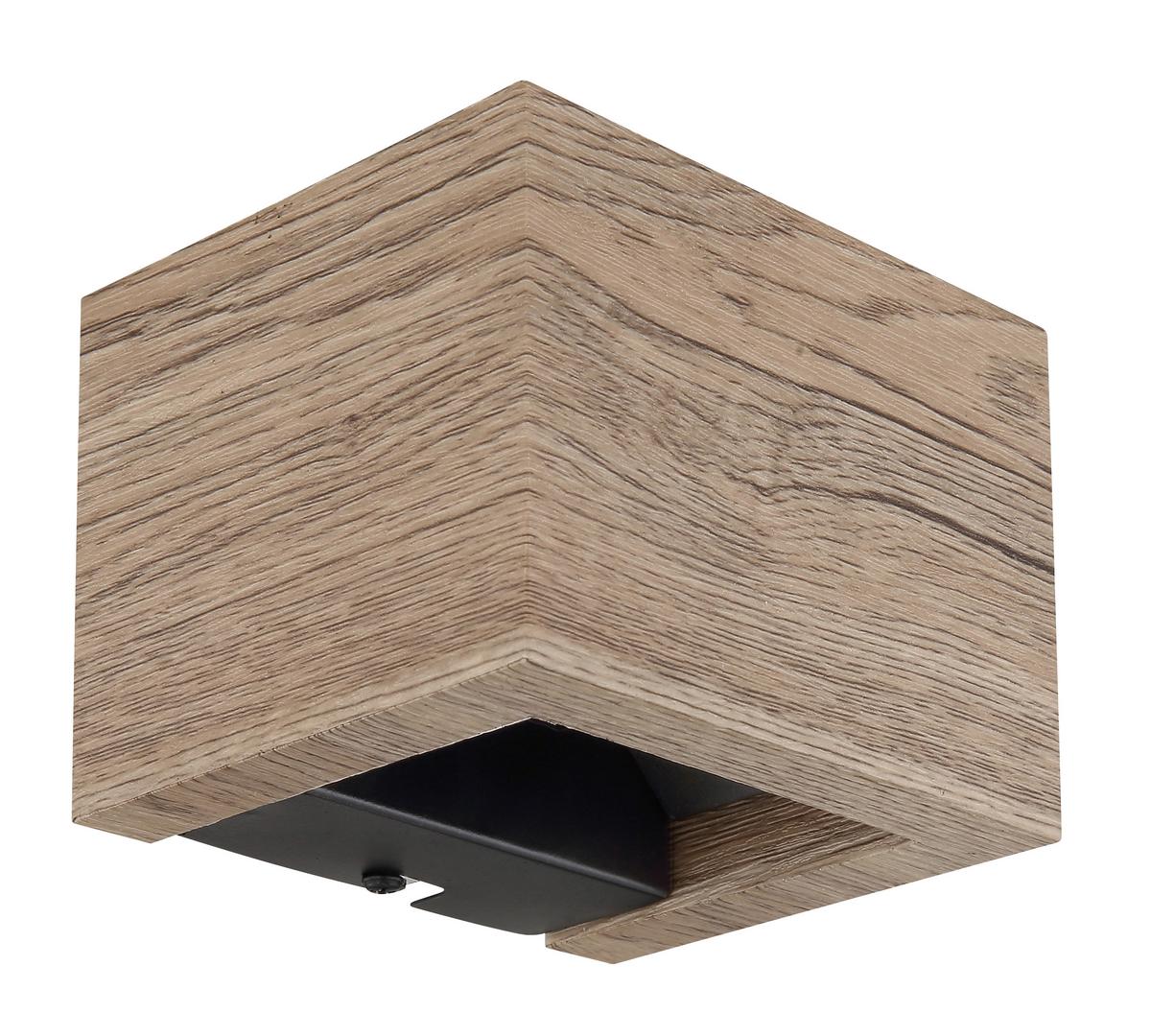 LED-WANDLEUCHTE 15553W1W - Dunkelbraun/Schwarz, Design, Holzwerkstoff/Metall (13,2/11,3/9,8cm) - Globo