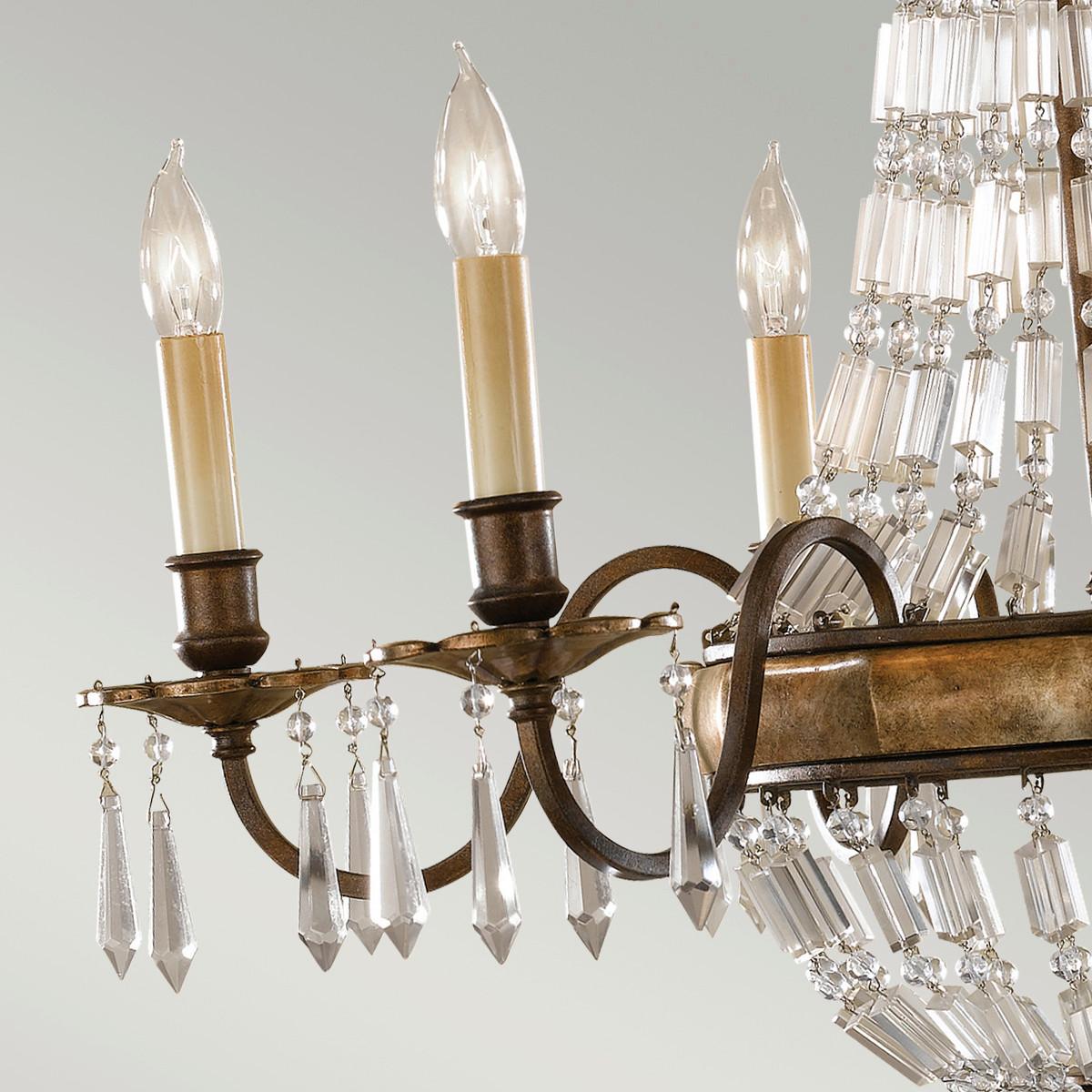 Csillár Fe-Bellini6 - bronzszínű, Konventionell, üveg/fém (68.6/81.5cm) - Elstead Lighting