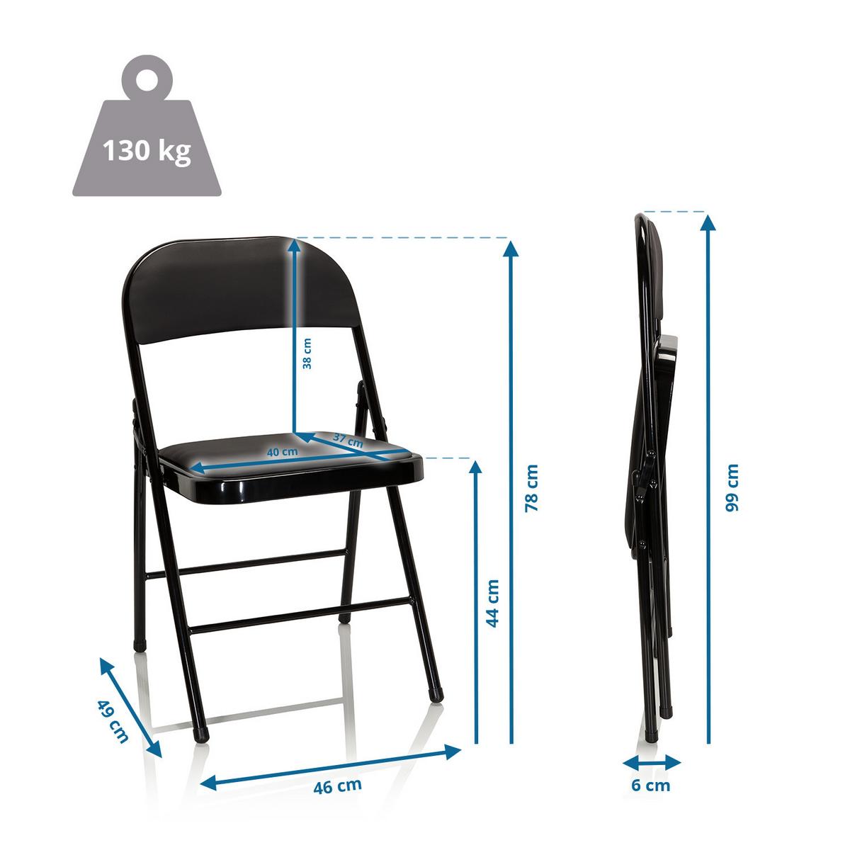 Zložljiv Stol Tudela Pu, Črna - črna, Basics, kovina/tekstil (44/80/49cm) - MID.YOU