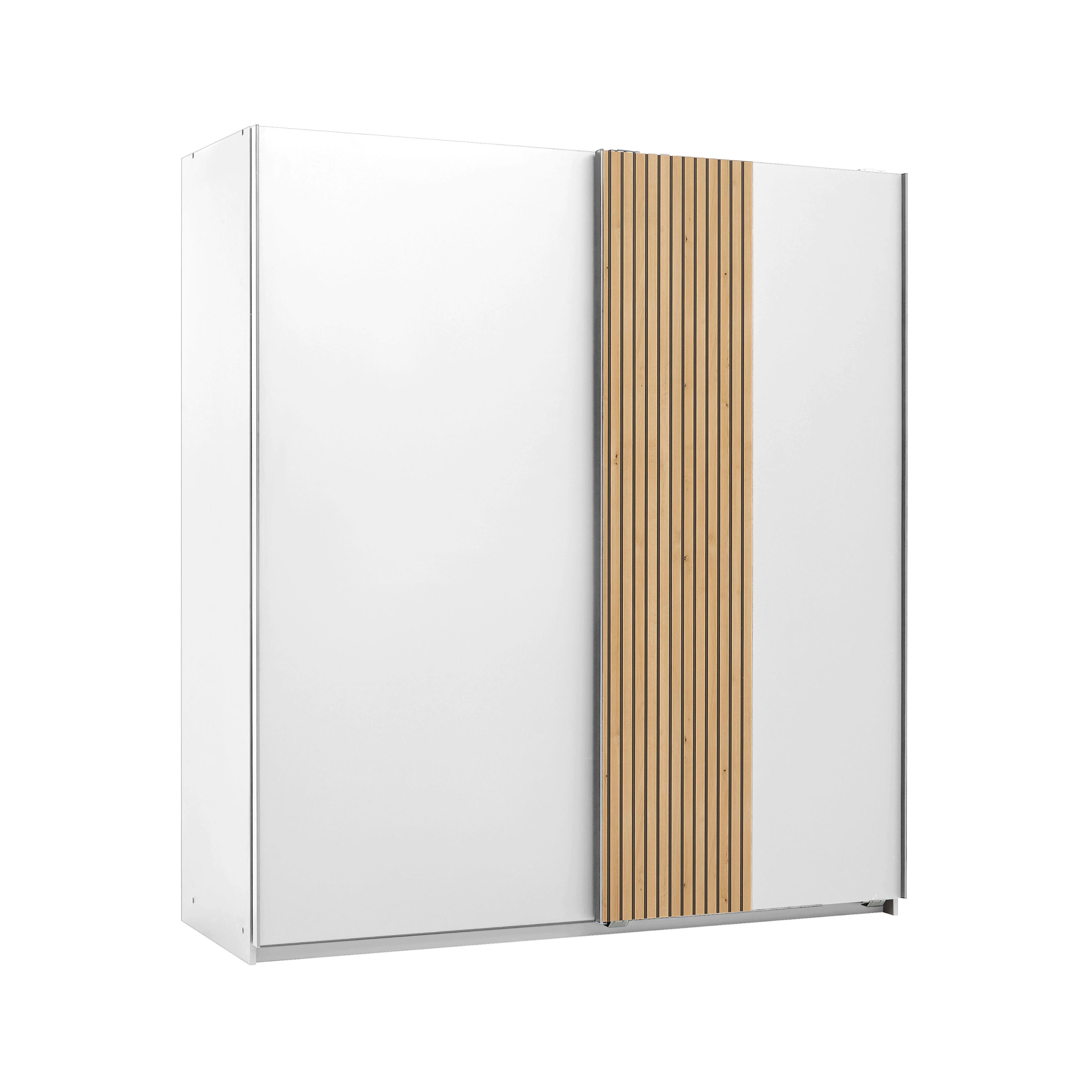 Omara Z Drsnimi Vrati Sila, Bela, 180cm - črna/bela, Konvencionalno, kovina/leseni material (180/198/65cm) - Mömax