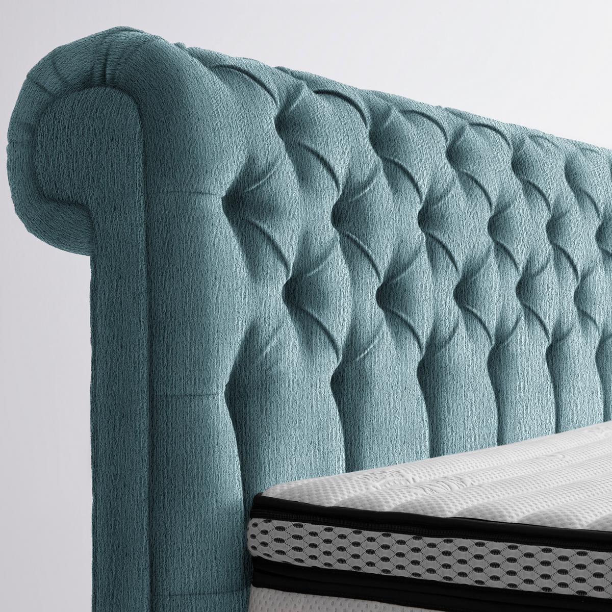 Boxspringbett Queen in Smaragdgrün ca. 180x200cm - Smaragdgrün/Chromfarben, Konventionell, Textil (180/200cm) - Premium Living