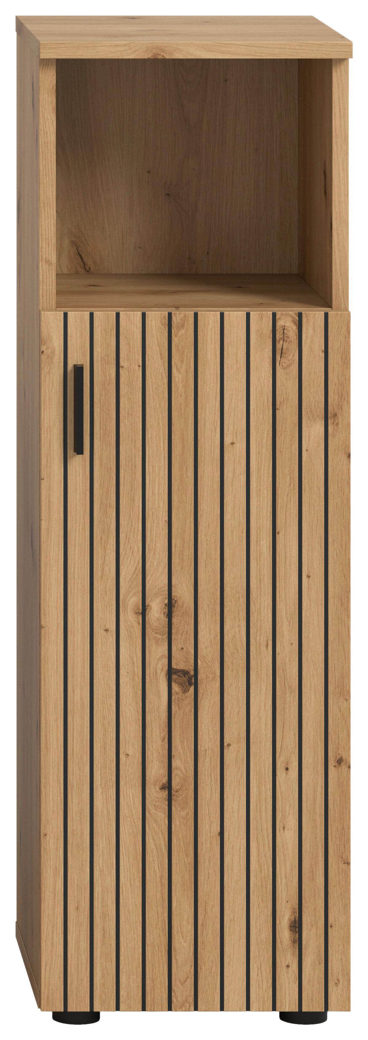 Srednje Visoka Omara Mone, Barva Hrasta - črna/hrast artisan, Basics, umetna masa/leseni material (30/95/30cm) - MID.YOU