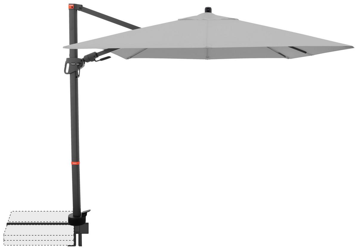 Ampelschirm Myzone Hellgrau ca. 210x210cm - Anthrazit/Hellgrau, Basics, Textil/Metall (210/210cm) - Doppler