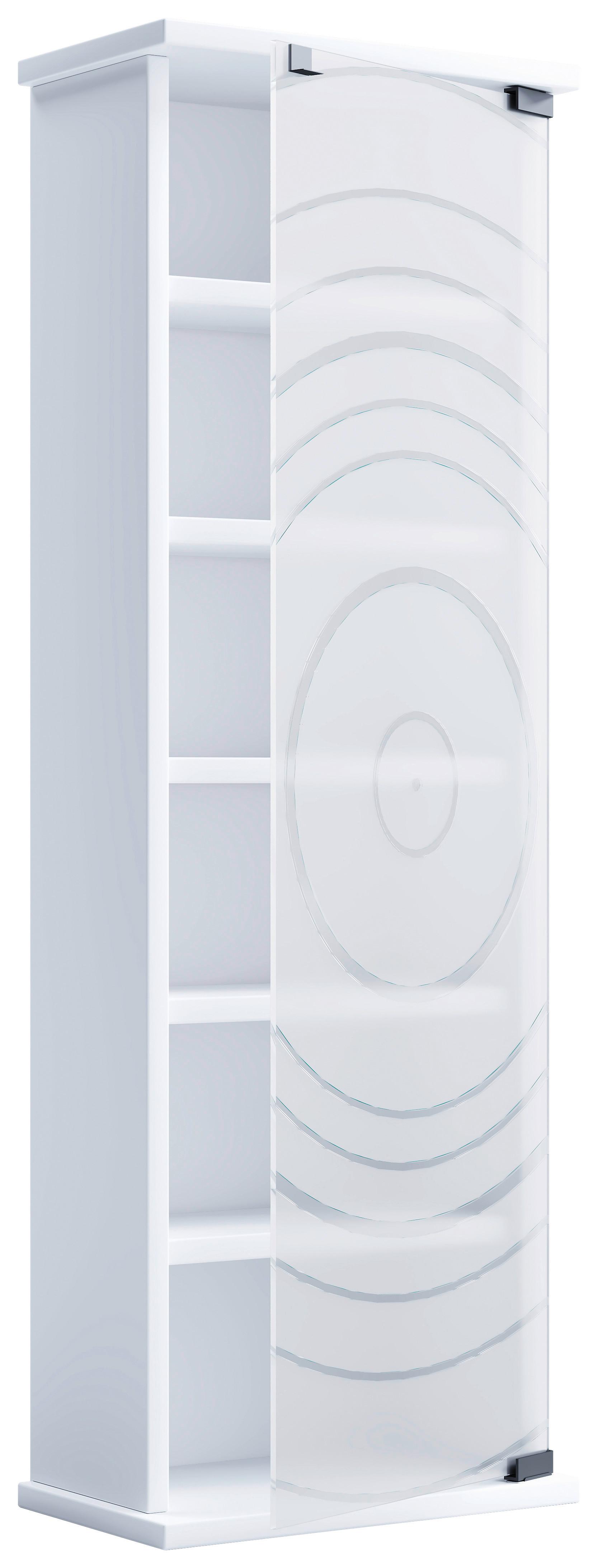 Regal Tilano M, Bela - bela, Design, steklo/leseni material (31/92/18cm) - MID.YOU