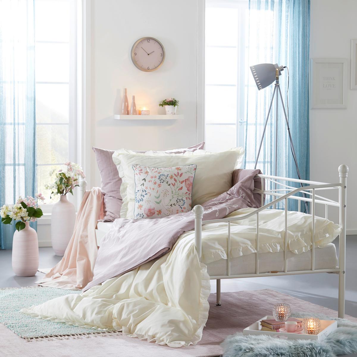 Bettwäsche Rüschen Weiß ca. 140x200cm - Weiß, ROMANTIK / LANDHAUS (140/200cm) - Zandiara