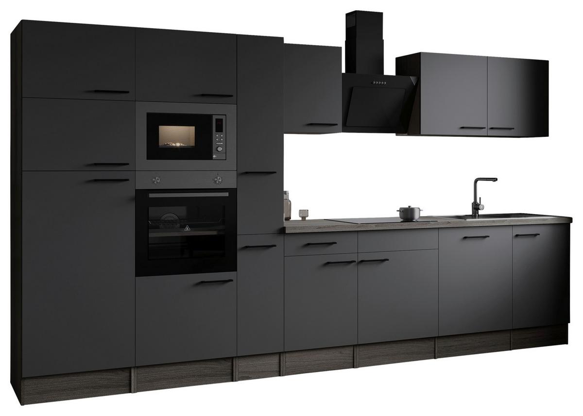 Kuhinjski Blok Z Aparati Oliver, 370cm - črna/siva, Design, kovina/leseni material (370cm) - Respekta