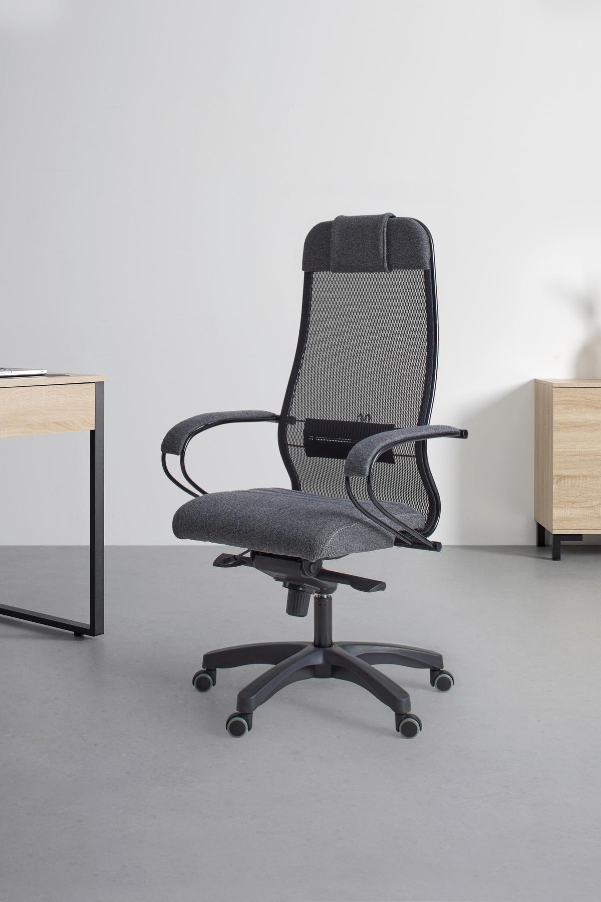 Chefsessel Zora I Comfort in Dunkelgrau - Dunkelgrau/Schwarz, MODERN, Textil/Metall (68/124-134/71cm) - Premium Living