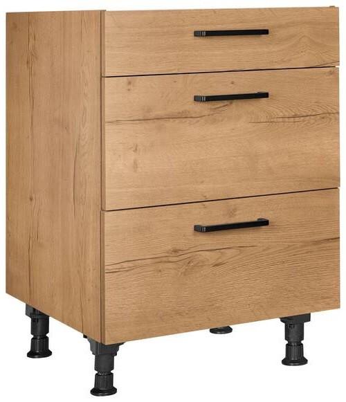 Schubkastenunterschrank Structura Eiche - Eichefarben/Schwarz, MODERN, Holzwerkstoff/Metall (60/87/56cm) - Nobilia