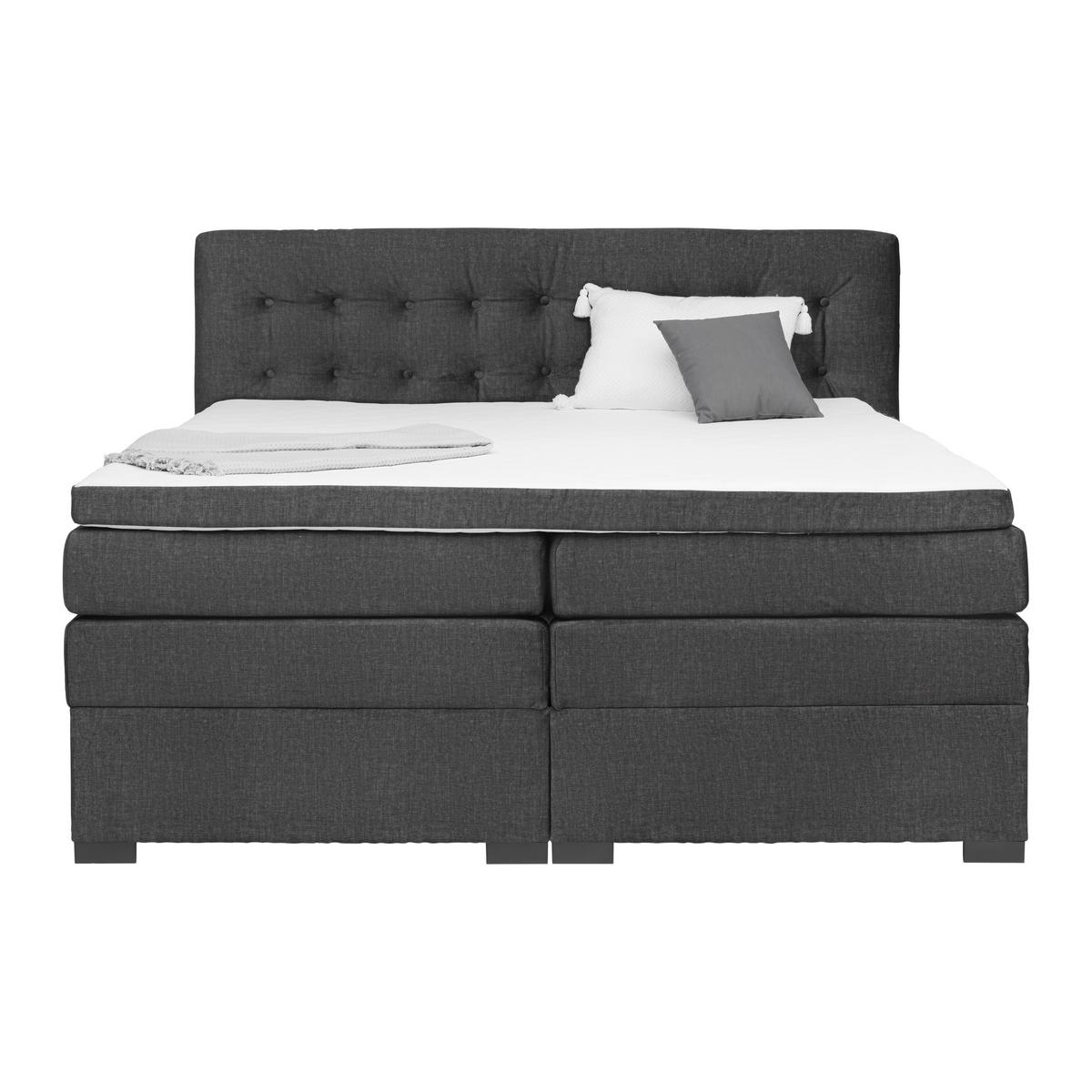 Boxspringbett Madeira in Anthrazit ca. 200x200cm - Anthrazit, Konventionell, Textil (200/200cm) - Premium Living