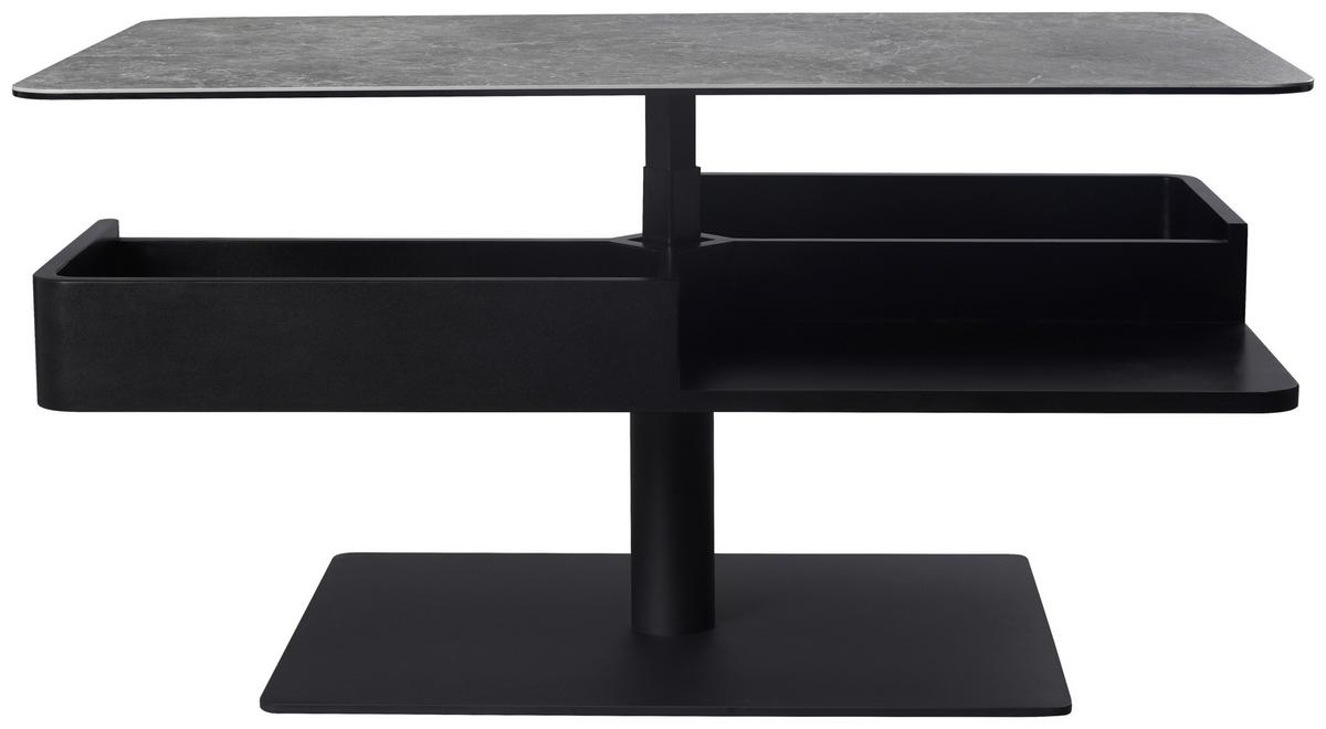 STOLIK KAWOWY MADRID 2 - czarny/szary, Basics, materiał drewnopochodny/metal (110/65/42-57cm) - Dieter Knoll