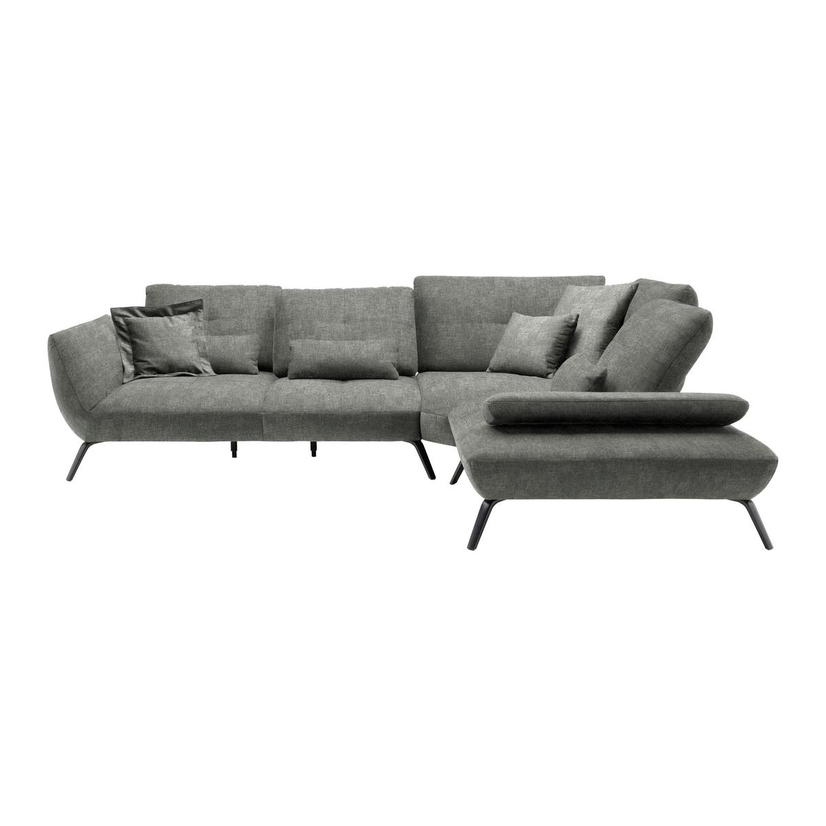 Wohnlandschaft Trendy Dunkelgrau - Dunkelgrau/Schwarz, MODERN, Holzwerkstoff/Textil (310/93/250cm) - Premium Living