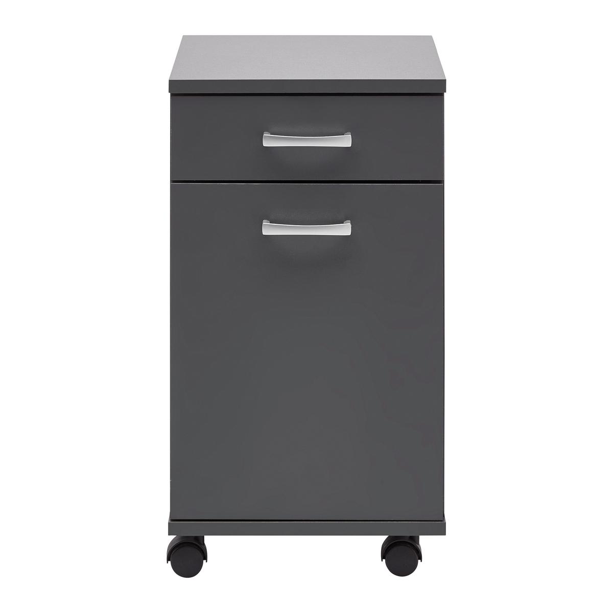 Rollcontainer Caorle in Anthrazit - Chromfarben/Anthrazit, KONVENTIONELL, Holzwerkstoff/Kunststoff (33/59/38cm) - Mömax