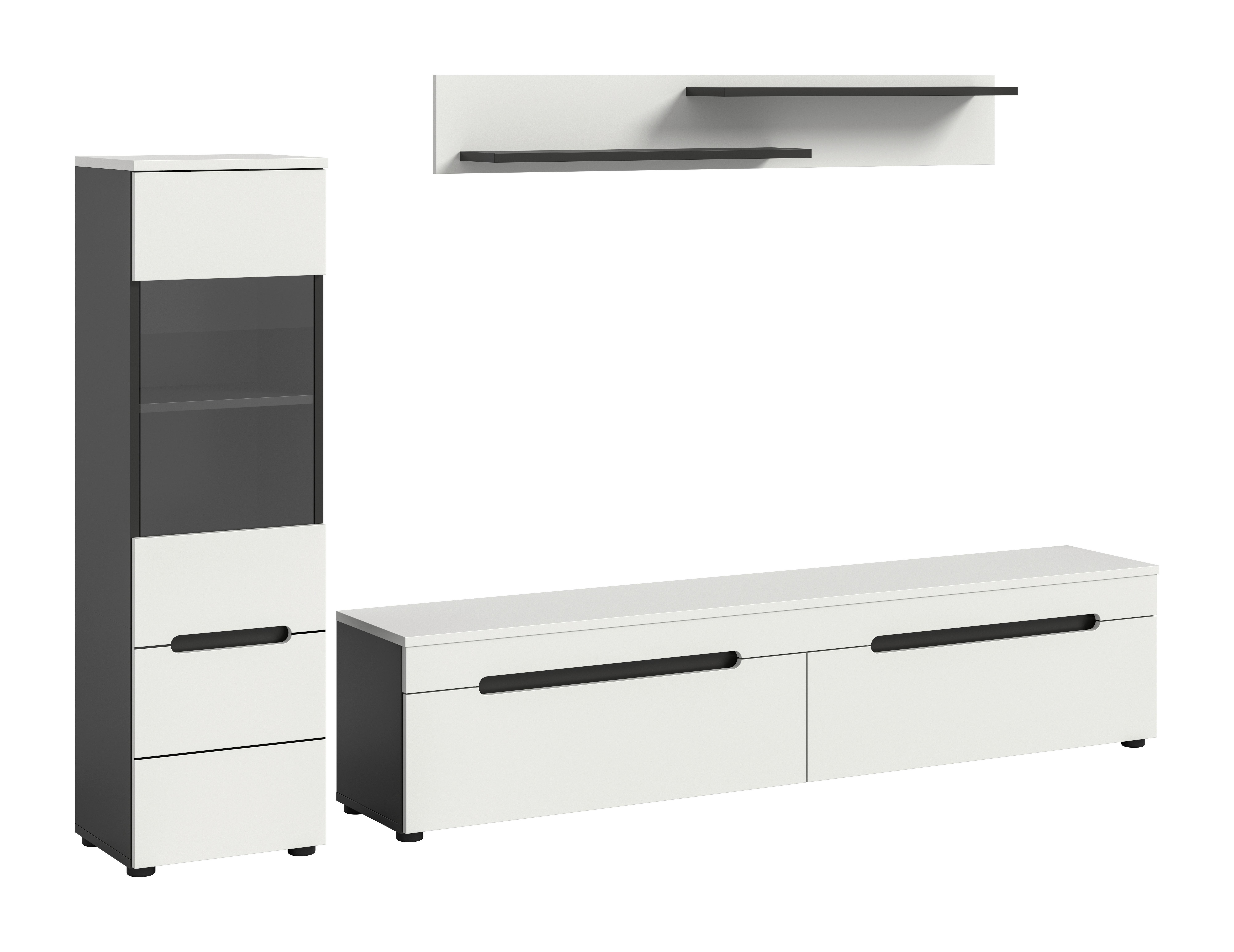 Dnevni Regal Canu, Bela, Siva, 3-Delni - črna/bela, Design, umetna masa/leseni material (221/141/33cm) - Livetastic