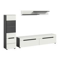 Wohnwand Canu Weiß/Basalt Grau - Schwarz/Weiß, Design, Holzwerkstoff/Kunststoff (221/141/33cm) - Livetastic