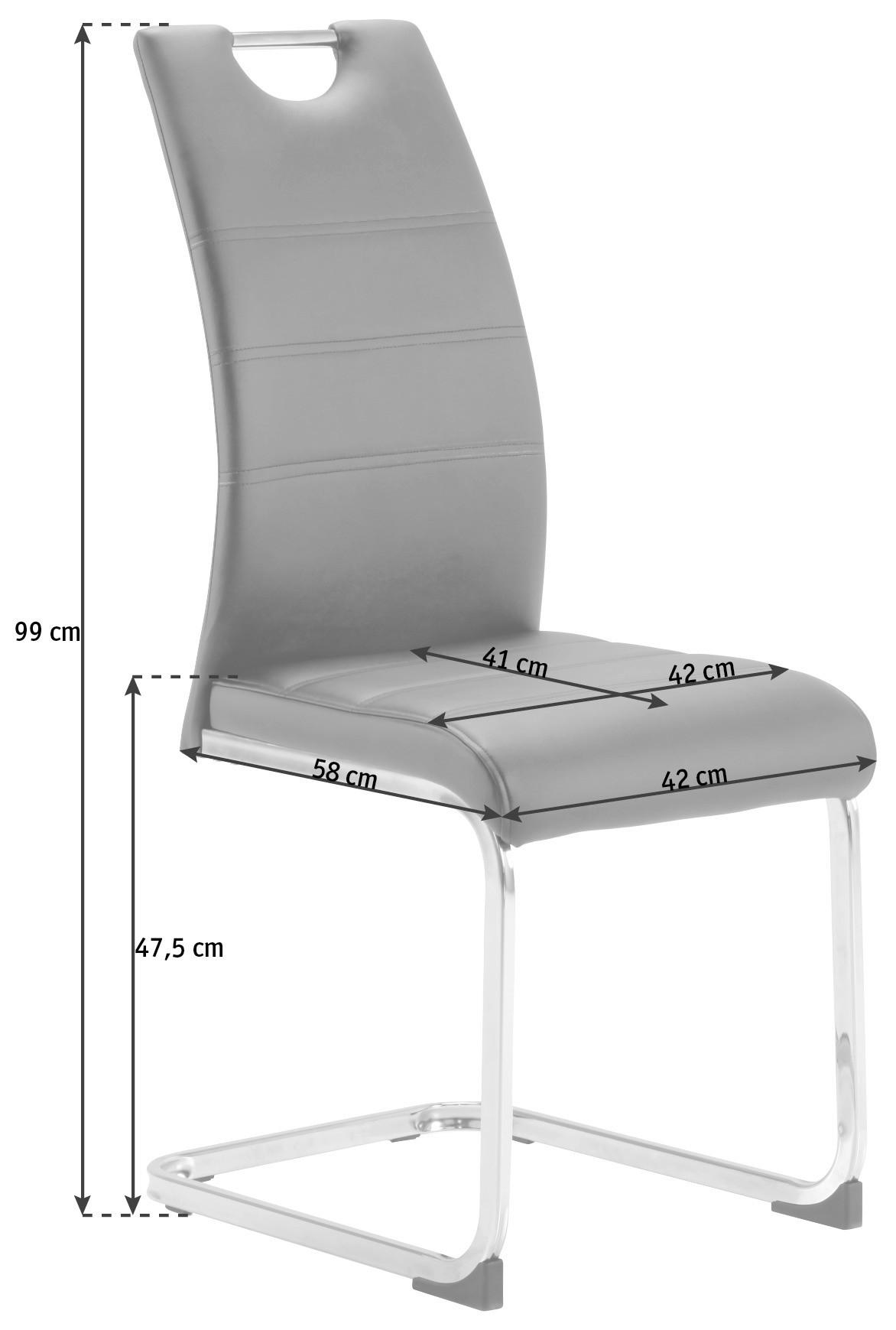 KRZESŁO NA PŁOZIE LEANDER - taupe/kolor chromowy, Design, metal/tkanina (42/99/56cm) - P & B