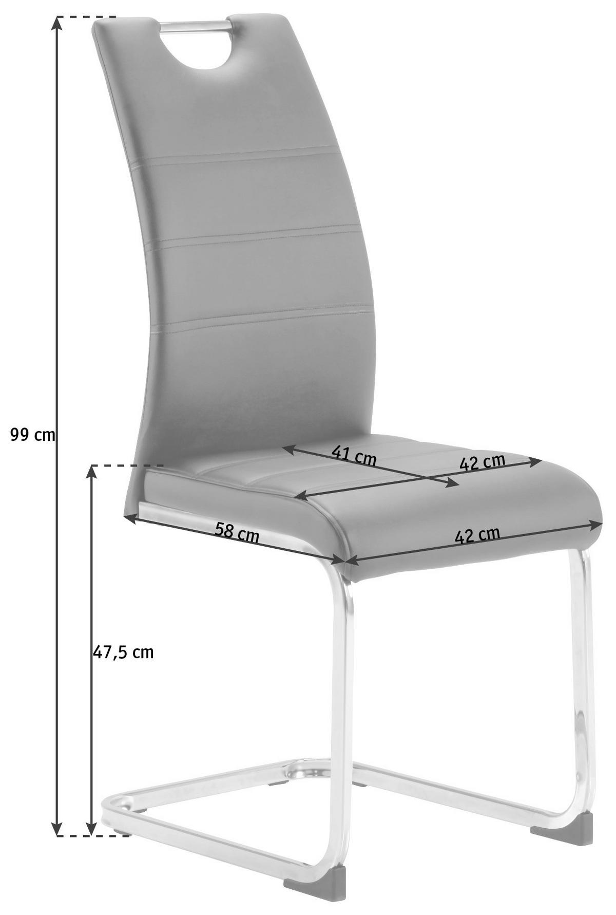 KRZESŁO NA PŁOZIE LEANDER - taupe/kolor chromowy, Design, metal/tkanina (42/99/56cm) - P & B
