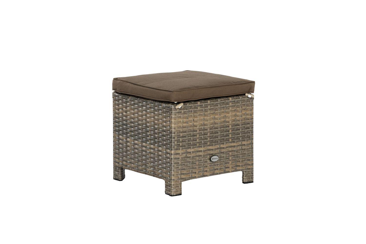 Gartenhocker Salerno Metall/Kunststoff B: 40 cm - Braun/Naturfarben, ROMANTIK / LANDHAUS, Kunststoff/Metall (40/40/40cm) - Gardenson